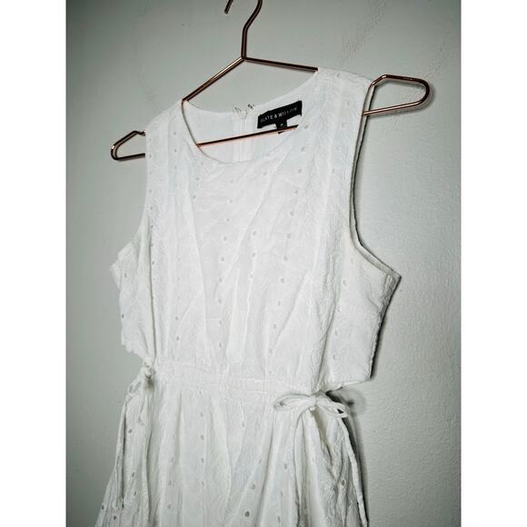 SLATE & WILLOW White Lace Eyelet Sleeveless 100% Cotton Midi Dress Size Medium - Picture 8 of 16